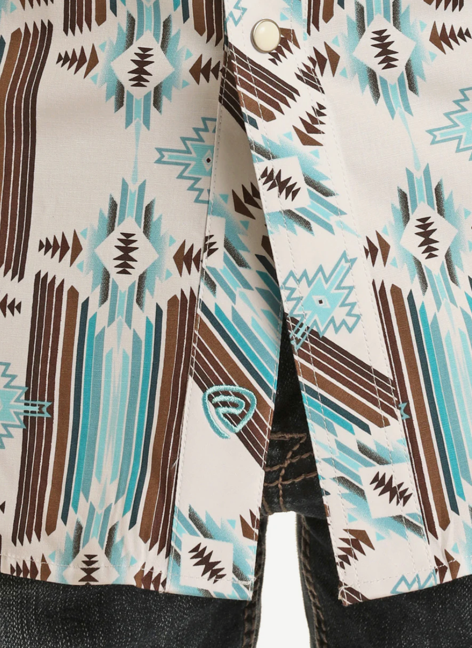Aztec Short Sleeve Snap Down Shirt